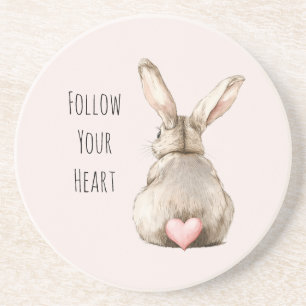 Dessous De Verre En Grès Lapin coeur de lapin rose