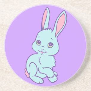 Dessous De Verre En Grès Lapin de dessin animé mignon Kawaii