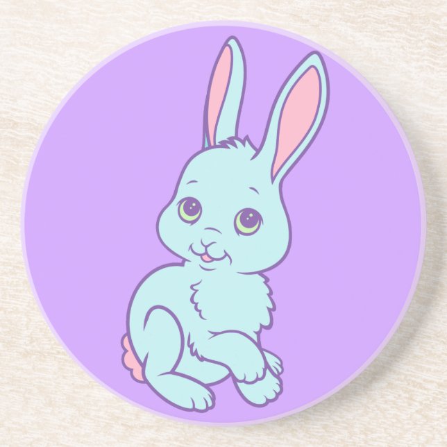 Dessous De Verre En Grès Lapin de dessin animé mignon Kawaii (Devant)