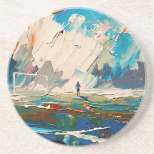 Dessous De Verre En Grès "L'art du football" (Style 2) Peinture à l'huile
