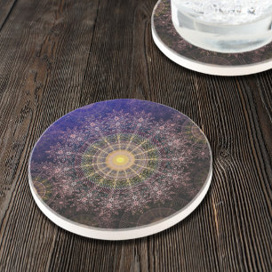 Dessous De Verre En Grès L'art floral pétillant dans le ciel clair de la nu