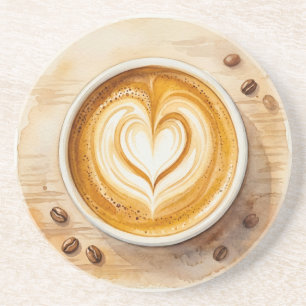 Dessous De Verre En Grès Latté Art au cœur cosy Aquarelle