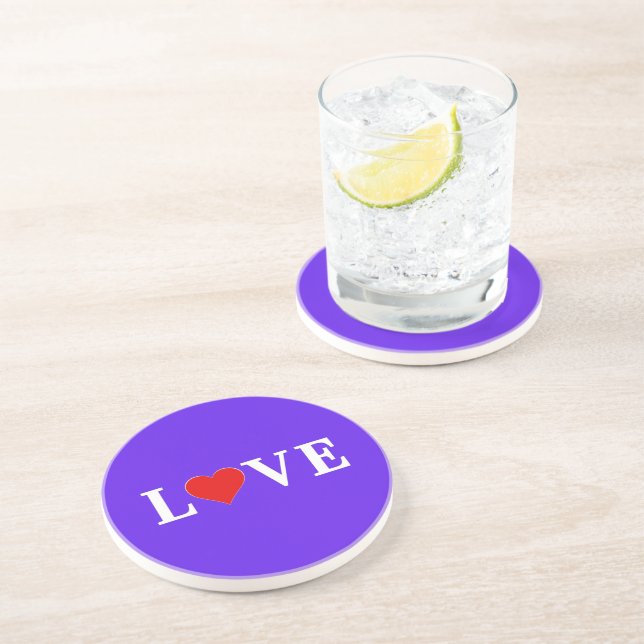 Dessous De Verre En Grès Lavender LOVE Élégant élégant (Côté)