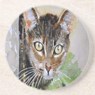 Dessous De Verre En Grès L'Curieux Tabby Cat Peinture Acrylique