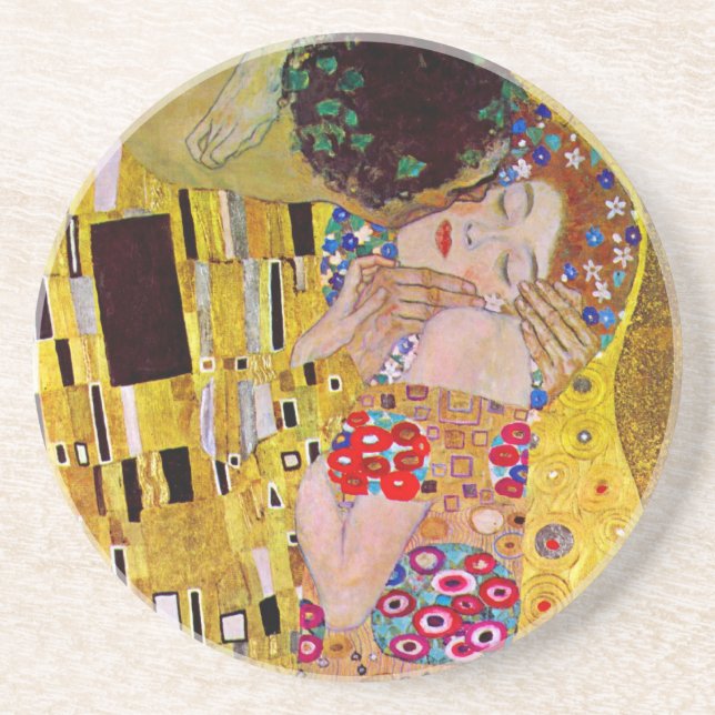 Dessous De Verre En Grès Le baiser de Gustav Klimt, Art Nouveau Vintage (Devant)