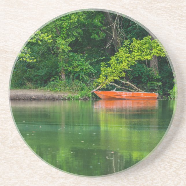 Dessous De Verre En Grès Le Bateau Orange (Devant)
