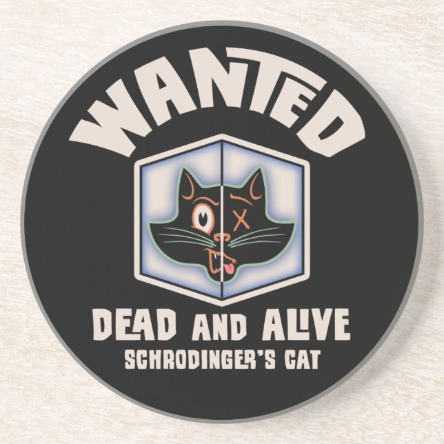 Dessous De Verre En Grès Le chat de Schrodinger Recherché (Devant)