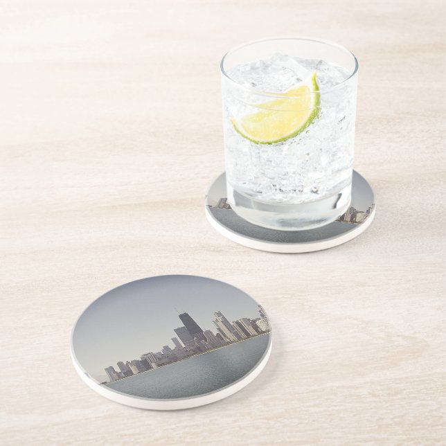Dessous De Verre En Grès Le Chicago Skyline avec filtre San Telmo (Côté)