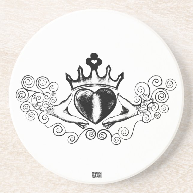 Dessous De Verre En Grès Le Claddagh (noir) (Devant)