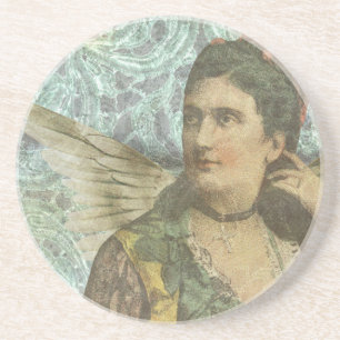 Dessous De Verre En Grès Le collage numérique de la dame ailée