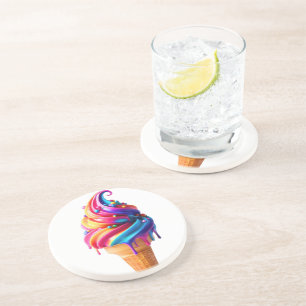 Dessous De Verre En Grès Le cône de glace classique vibrant de SlipperyJoe'