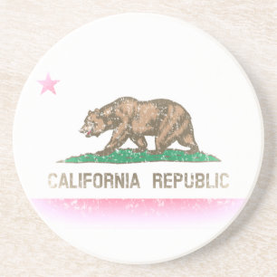 Dessous De Verre En Grès Le cru se fanent drapeau de la Californie