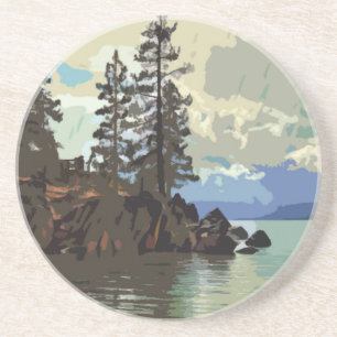 Dessous De Verre En Grès Le Dessous de verre de grès du lac Tahoe
