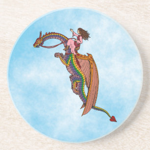 Dessous De Verre En Grès Le dragon arc-en-ciel