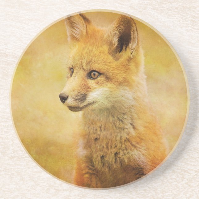 Dessous De Verre En Grès Le Fox dans le bois (Devant)