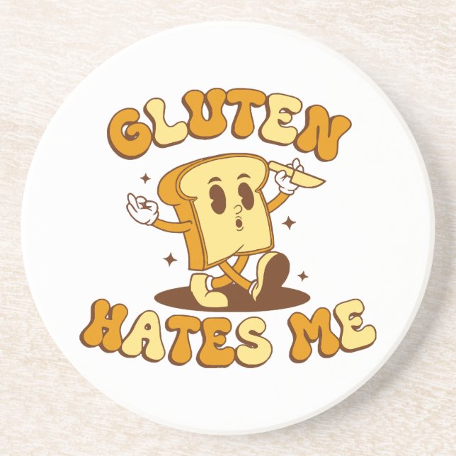 Dessous De Verre En Grès Le gluten me déteste (Devant)