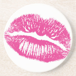 Dessous De Verre En Grès Le Kiss, Les Lèvres Roses