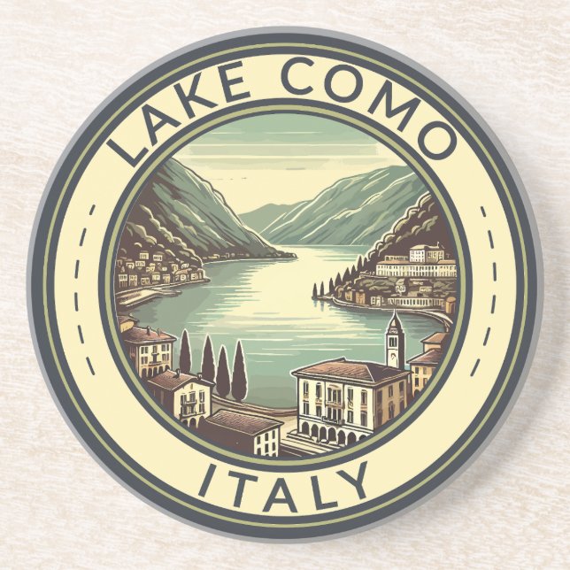 Dessous De Verre En Grès Le lac de Côme Italie Illustration Insigne d'art d (Devant)