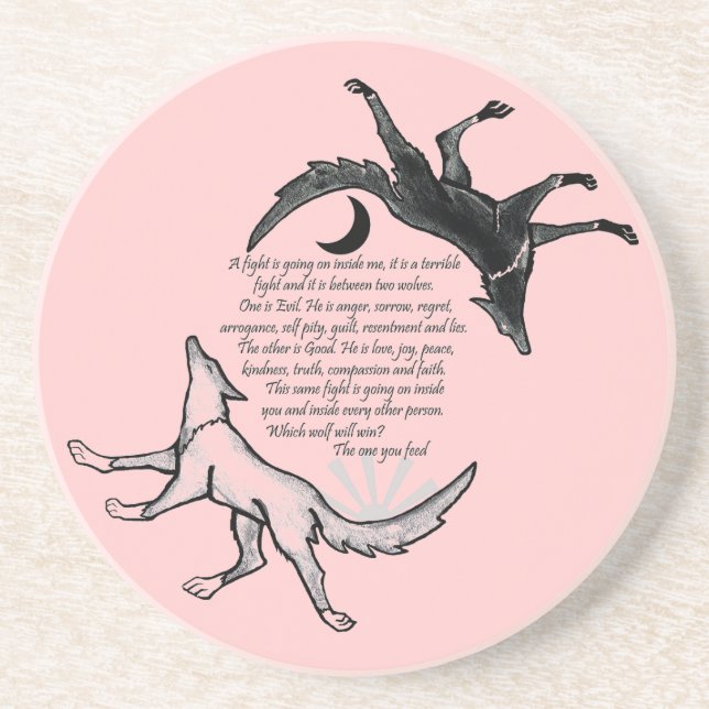 Dessous De Verre En Grès Le loup qui nourrit (Devant)