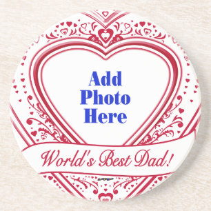 Dessous De Verre En Grès Le meilleur papa du monde ! Photo Red Hearts