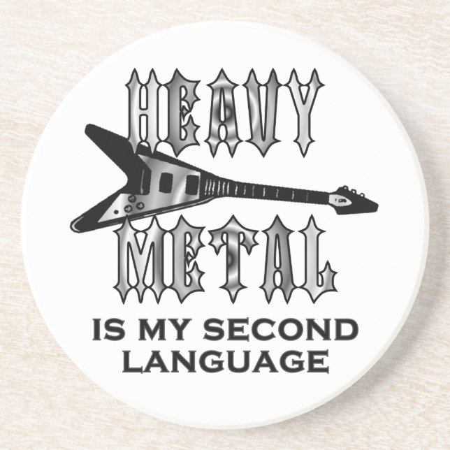 Dessous De Verre En Grès Le métal lourd est ma deuxième langue (Devant)