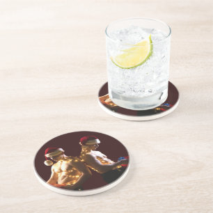 Dessous De Verre En Grès Le Noël dos à dos des hommes torse nu de SlipperyJ