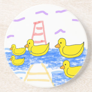Dessous De Verre En Grès Le phare rouge et la jetée du canard jaune