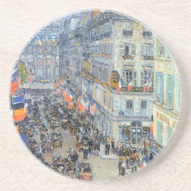Dessous De Verre En Grès Le Quatorze Juillet, Rue Daunou de Childe Hassam (Devant)