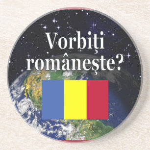 Dessous De Verre En Grès Le Romanian Do You Speak ? Flag & Earth
