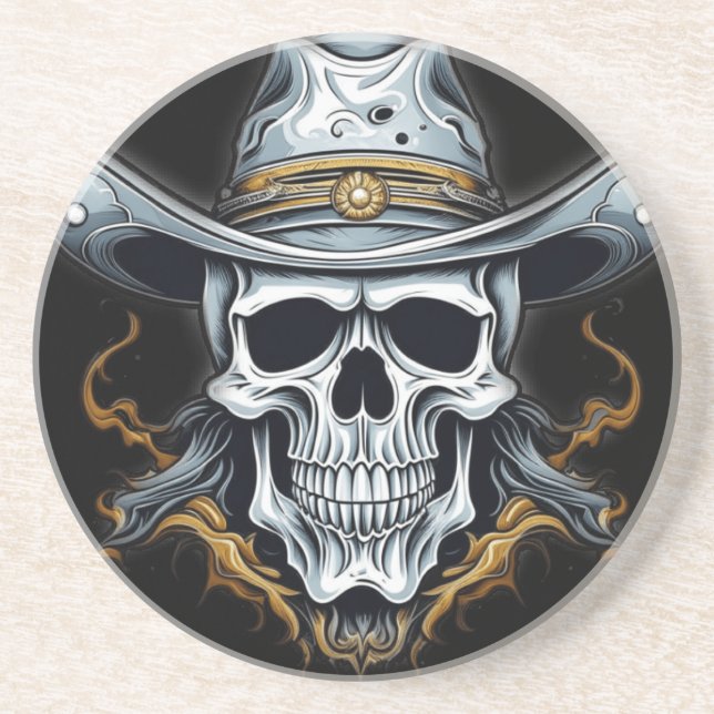 Dessous De Verre En Grès Le squelette cowboy (Devant)