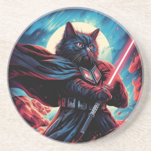 Dessous De Verre En Grès Le Stardust Samurai Guerrier de chat cosmique