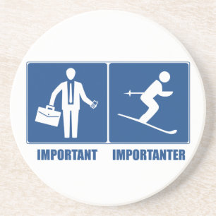 Dessous De Verre En Grès Le Travail Est Important, Le Ski Est Important