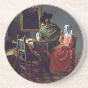 Dessous De Verre En Grès Le verre du vin de Johannes Vermeer