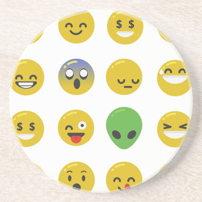 Dessous De Verre En Grès Le visage heureux d'Emoji (Devant)