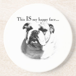 Dessous De Verre En Grès Le visage joyeux de Bulldog