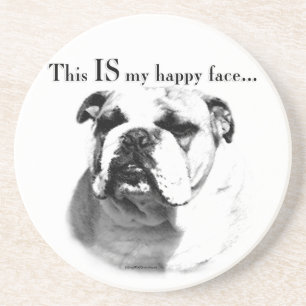 Dessous De Verre En Grès Le visage joyeux de Bulldog