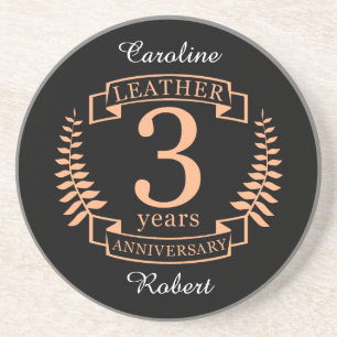 Dessous De Verre En Grès Leather 3 ans mariage anniversaire