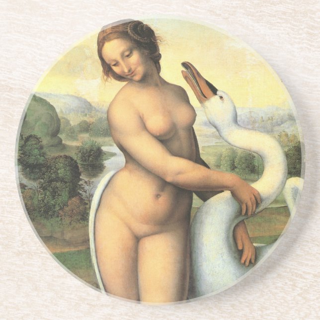 Dessous De Verre En Grès Leda et le cygne par Leonardo da Vinci (Devant)