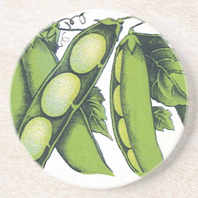 Dessous De Verre En Grès Légumes Anciens; Haricots de Lima, Aliments de Fer (Devant)