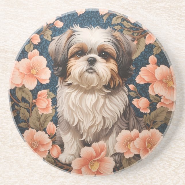 Dessous De Verre En Grès L'Élégant Chih Tzu Chien William Morris Inspiré (Devant)