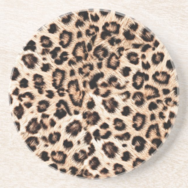 Dessous De Verre En Grès Leopard Design Motif : Wild Elegance. (Devant)
