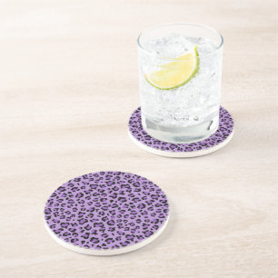 Dessous De Verre En Grès Leopard Print, Léopard Spots, Purple Leopard
