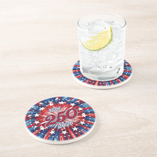 Dessous De Verre En Grès Les 250 ans d'Amérique 1776-2026 Feux d'artifice R