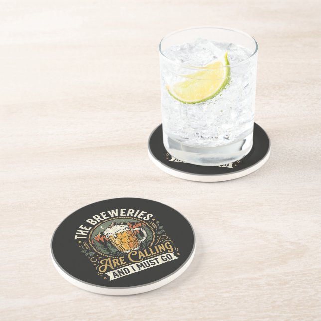 Dessous De Verre En Grès Les brasseries appellent et je dois y aller (Côté)