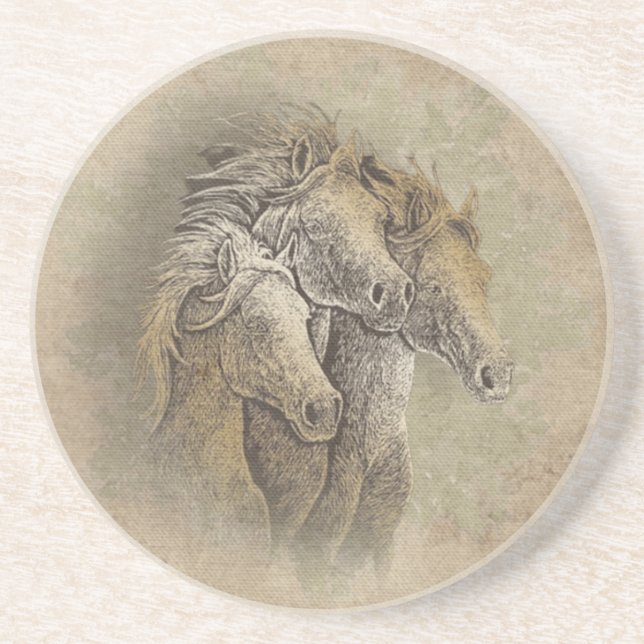 Dessous De Verre En Grès Les chevaux (Devant)