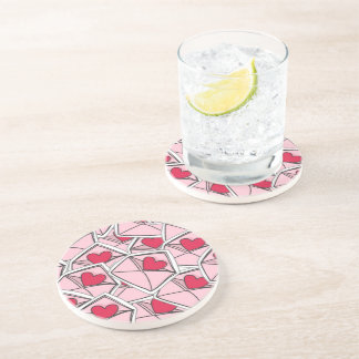 Dessous De Verre En Grès Les coeurs de Valentine sur des enveloppes