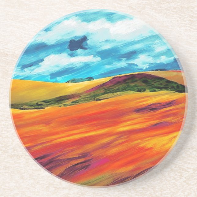 Dessous De Verre En Grès Les collines rouges jaunes (Devant)