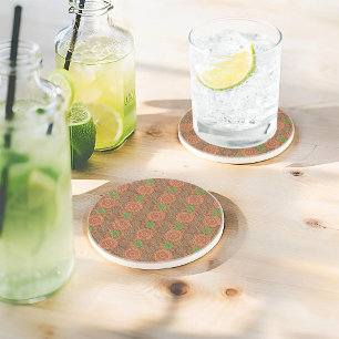 Dessous De Verre En Grès Les fibres de dispersion pluvieuse orangée texturé