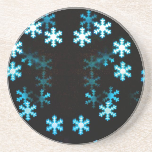 Dessous De Verre En Grès Les flocons de neige magiques de Noël (Devant)