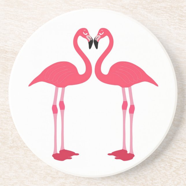 Dessous De Verre En Grès Les oiseaux de plage tropicaux Flamants roses de d (Devant)